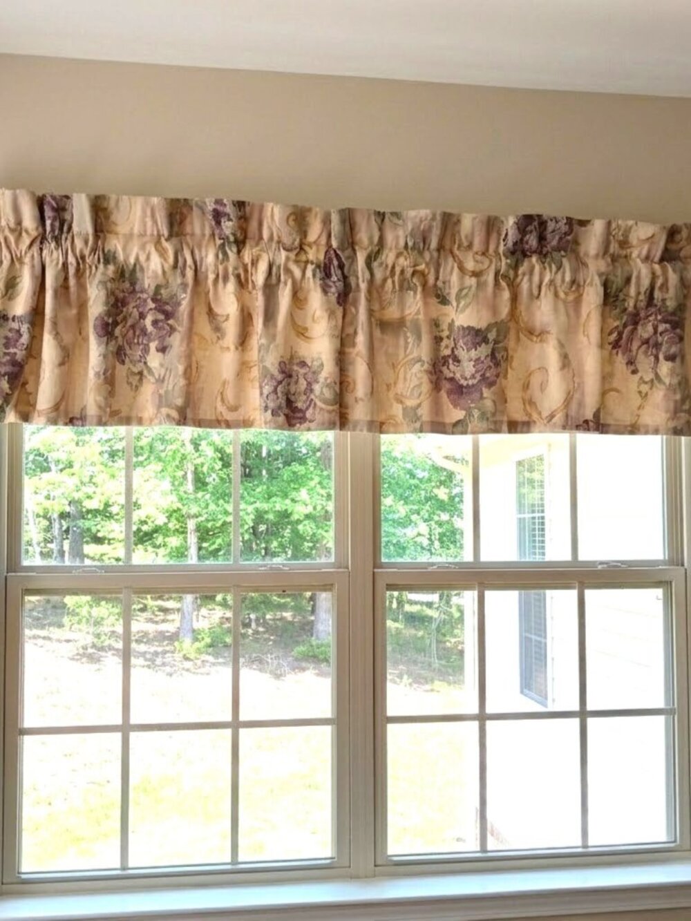 Croscill Agate Amethyst Blouson Valance Purple Floral Jacquard Curtain Pair Vtg